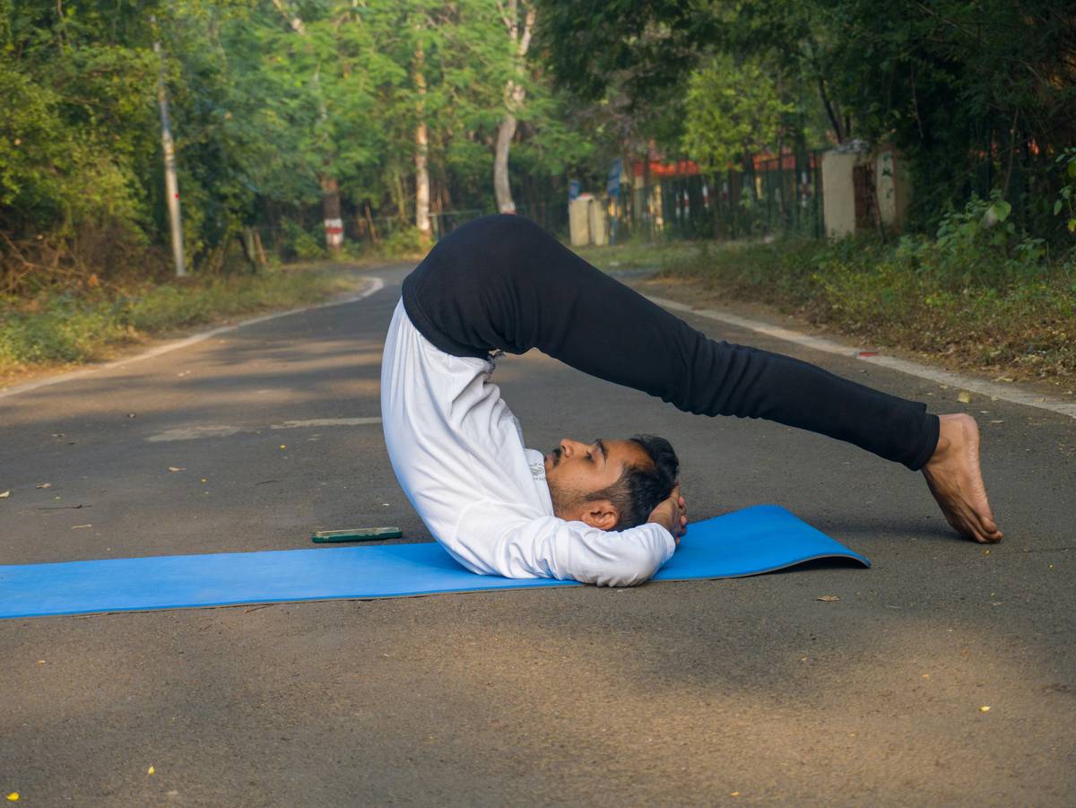 Woman practicing deep breathing exercises outdoors